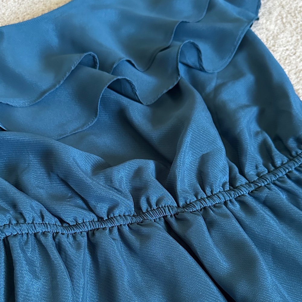 Blue Off-Shoulder Ruffle Top - Picture 2 of 3
